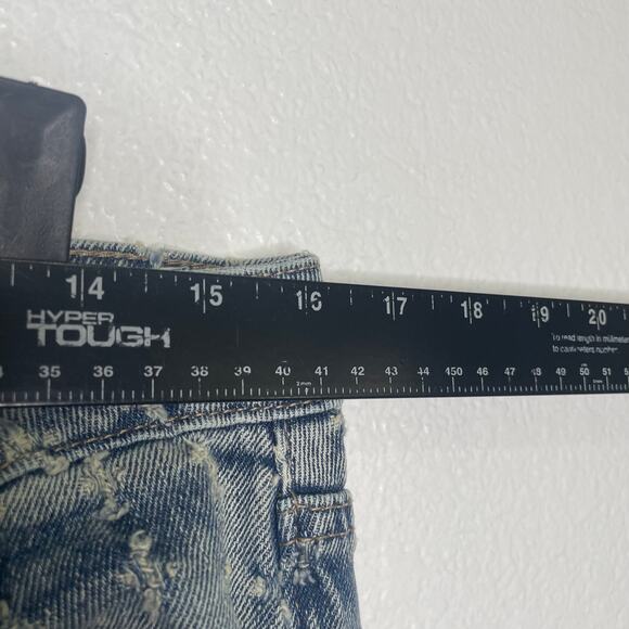 Forever 21 Womens Jeans Size 30 Blue Denim Distressed Straight Leg High Rise - Picture 4 of 15